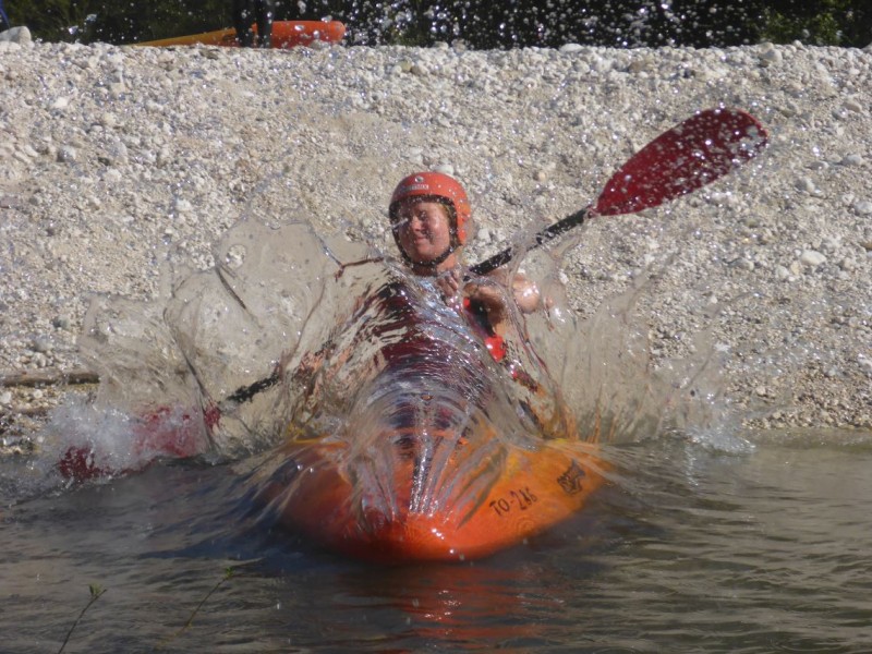 White water kayaking on the emerald Soča river