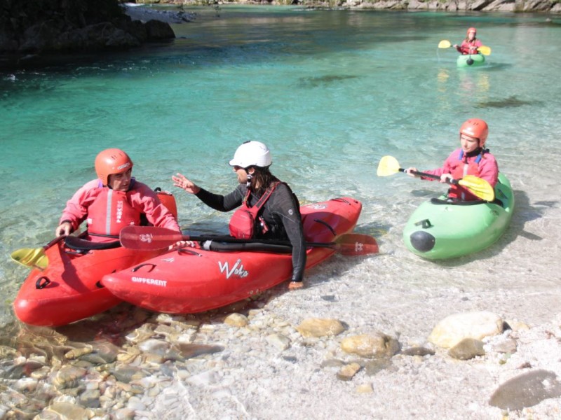 Kayak courses on the crystal clear Soča river