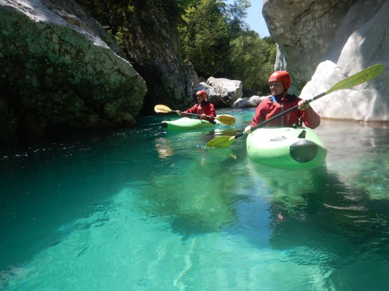 Kayak courses on the crystal clear Soča river